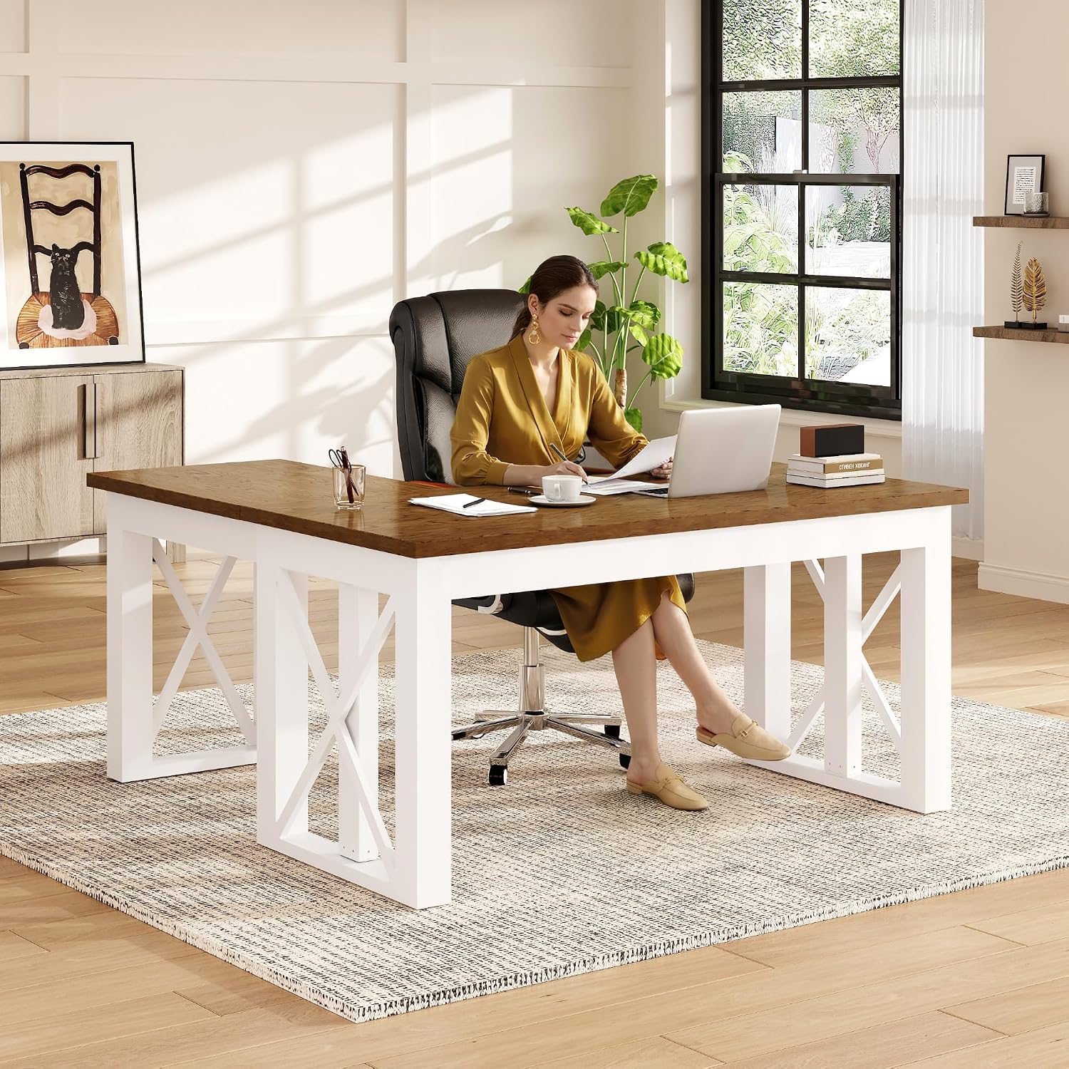 Desk Setup L Shaped - Escritorio de pie en forma de